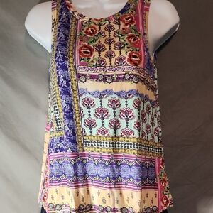 Johnny Was Like NEW Multicolor Floral Patchwork Tank Top XXS